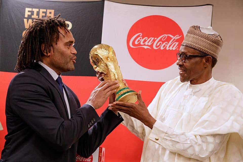 PHOTOS: Buhari receives FIFA World Cup trophy, CHAN Super Eagles, Bobsled Team