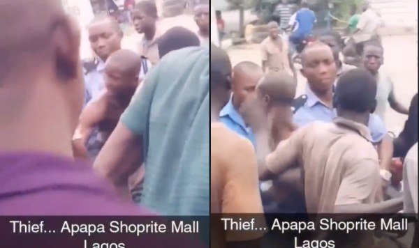 Thief caught at Shoprite in Lagos, rescued from being killed by mob (video)