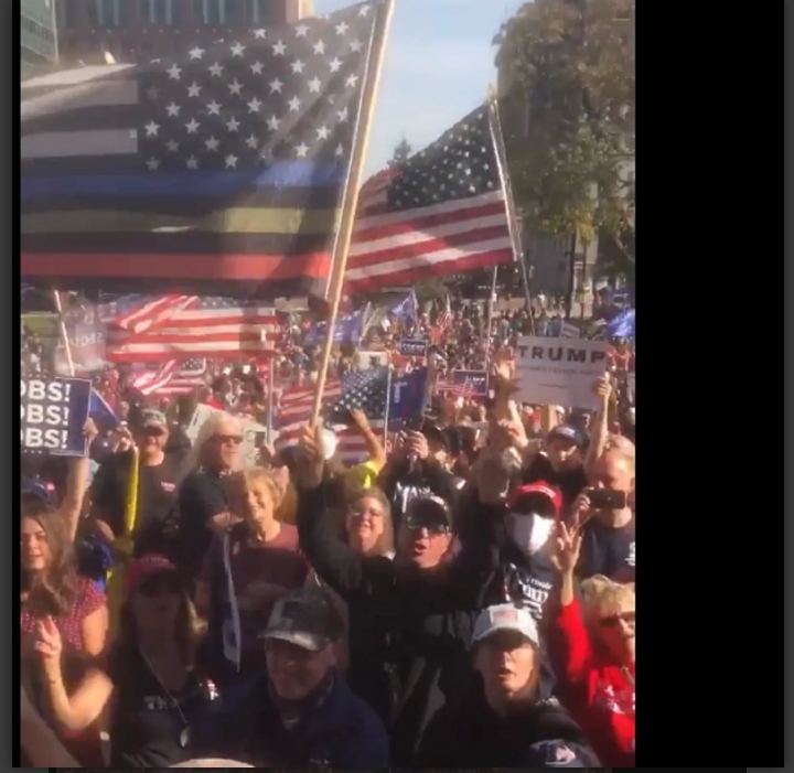 Donald Trump Supporters Chanting ”We Are The Champions” As Joe Biden Wins Majority Vote (Video)