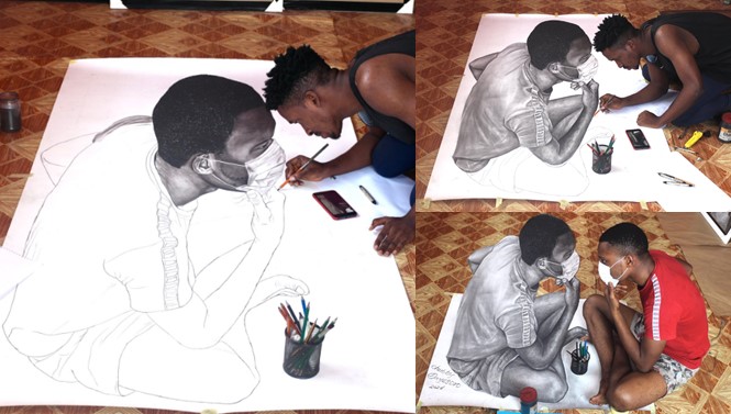 Nigerian artist goes viral after making life-like drawing with pencil (Photos)