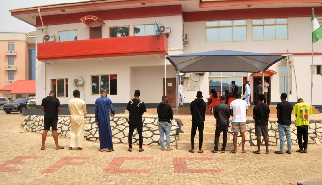 Yahoo boys EFCC arrests suspected internet fraudsters with cars in Osogbo PHOTOS