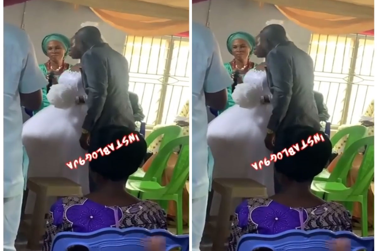 Drama As Bride Refuses To Kiss Her Groom At Their White Wedding VIDEO