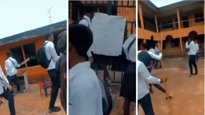 Angry Students Destroy School Property After Principal Fled With WAEC Fees, Put Up School For Sale [Video]