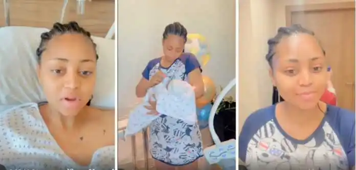 More Photos of Regina Daniels Cradles Her New Baby Boy Surfaced
