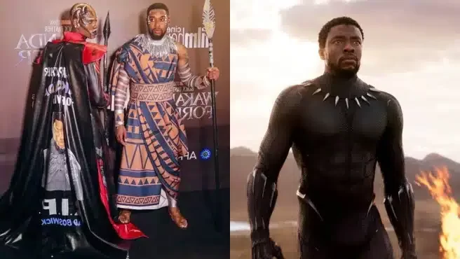 Netizens React As Toyin Lawani Misspells Chadwick Boseman’s Name On Hermes’ Outfit (Photo)