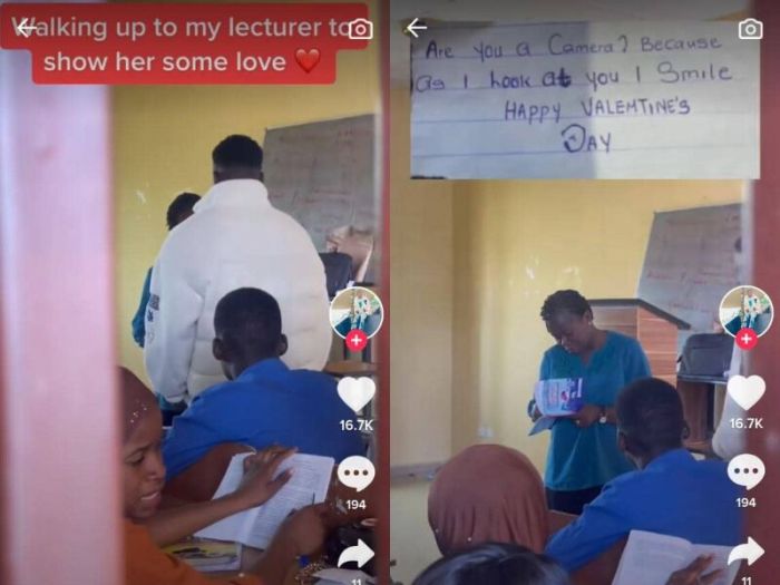 Student woos female lecturer