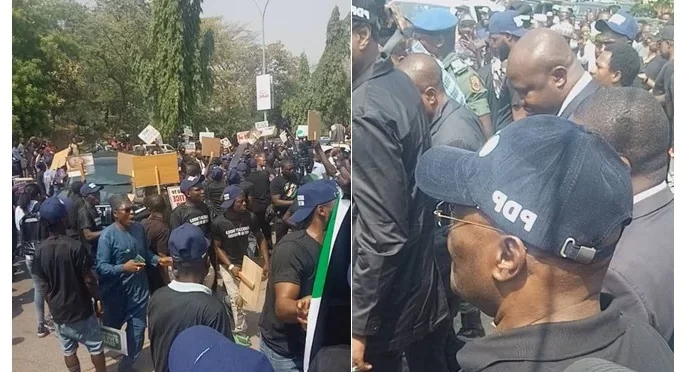 Atiku Leads Massive Protest To INEC Headquarters Against Election Results (Photos/Video)