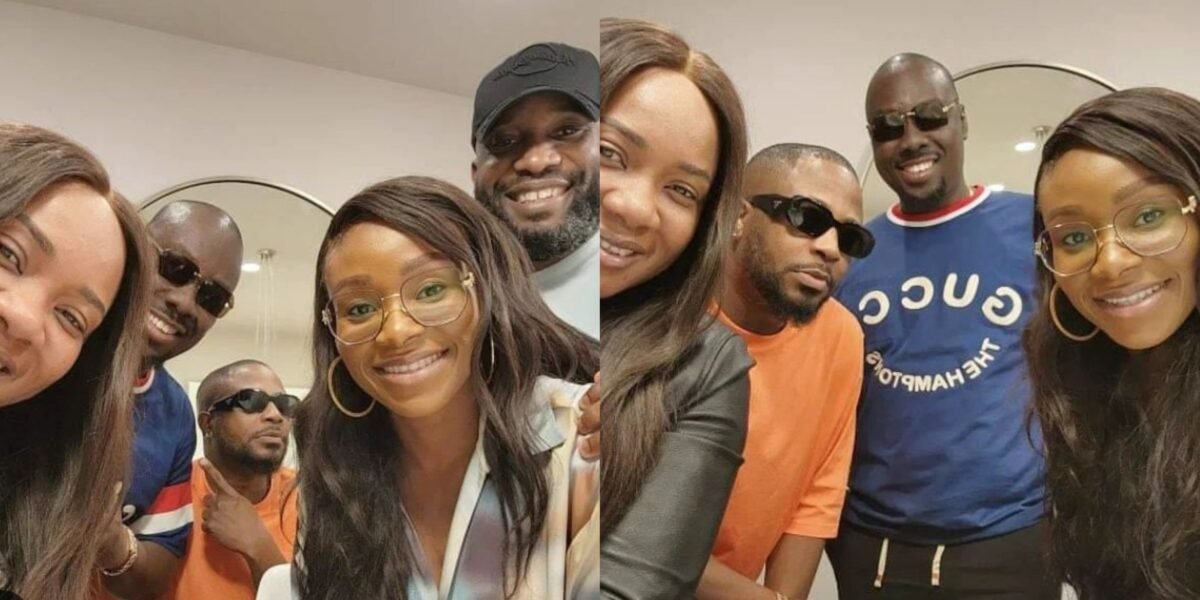 Netizens troll Tunde Ednut over his height as he links up with Obi Cubana and wife (Photos)