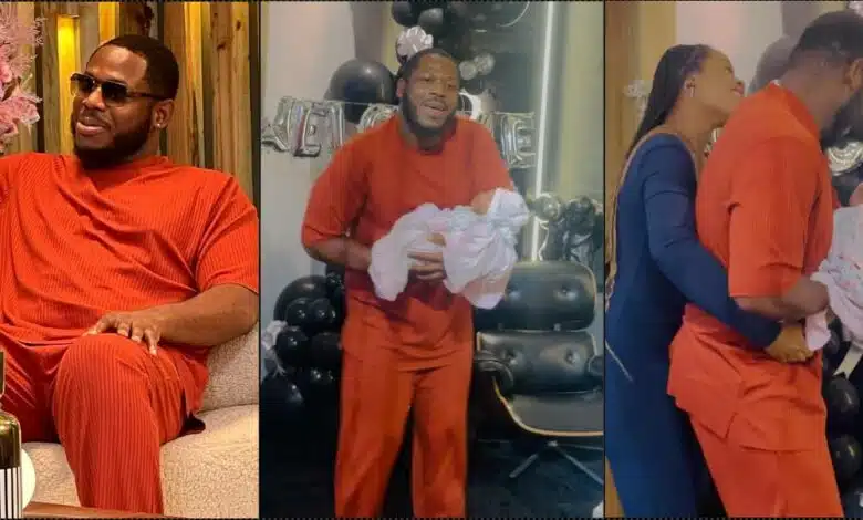 Moment Frodd Meets Newborn Daughter, Elena for the First Time (Video)