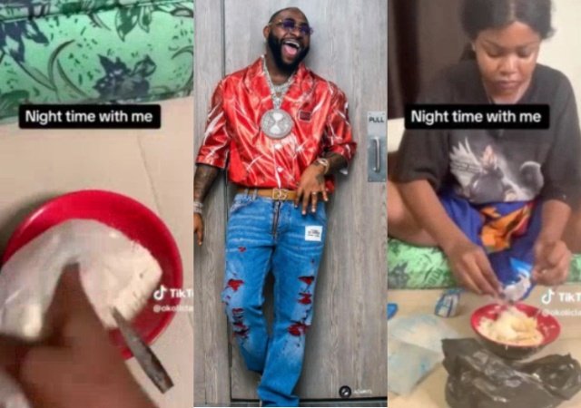 Singer Davido Blesses Broke Tiktoker With N2million for Drinking Garri With Apple Tagged It Fried Rice (Video)