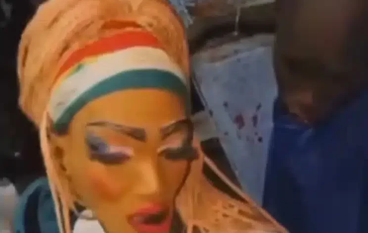 Lady wears heavy make up