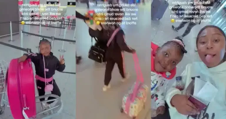 Lady flies out with her little daughter