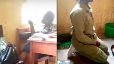 NYSC corp member is forced to kneel by proprietress