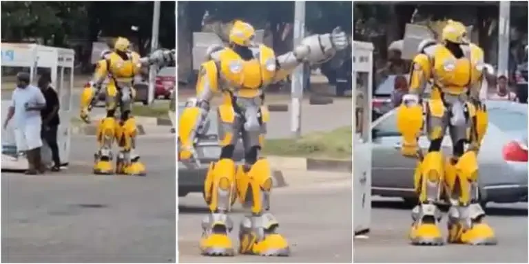 Robot controlling traffic in Nigeria