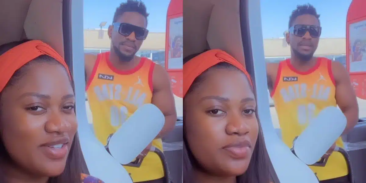 “Thank God Say He Leave CeeC” — Netizens React As Tobi Bakre and Wife Anu Bakre Play At Fuel Station